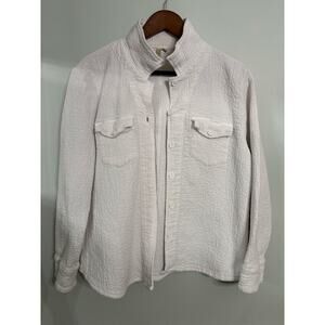 By JJ White Quilted Button Front Jacket Shirt Women’s Size L Lightweight Shacket